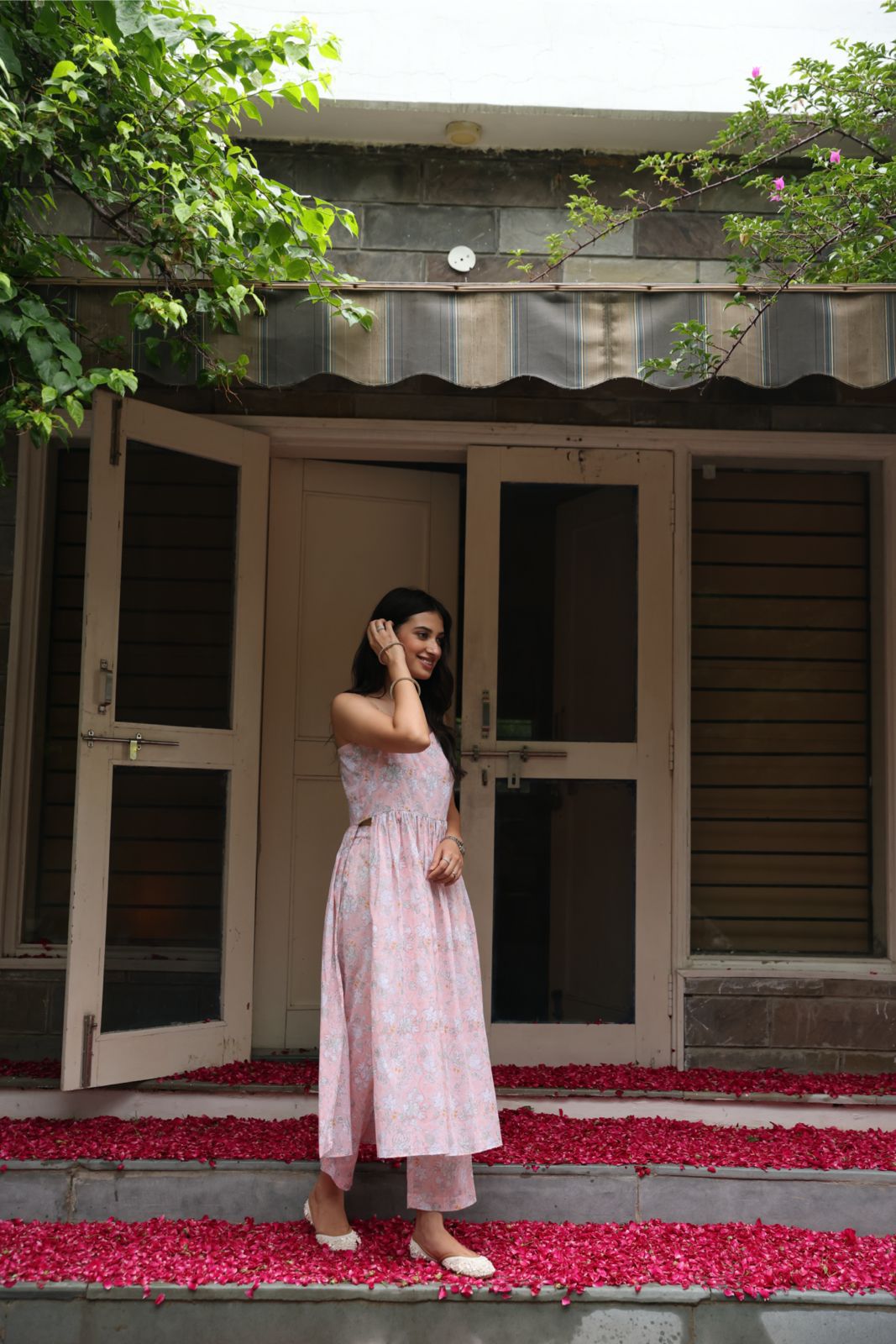 Shubh Peach Silver Suit