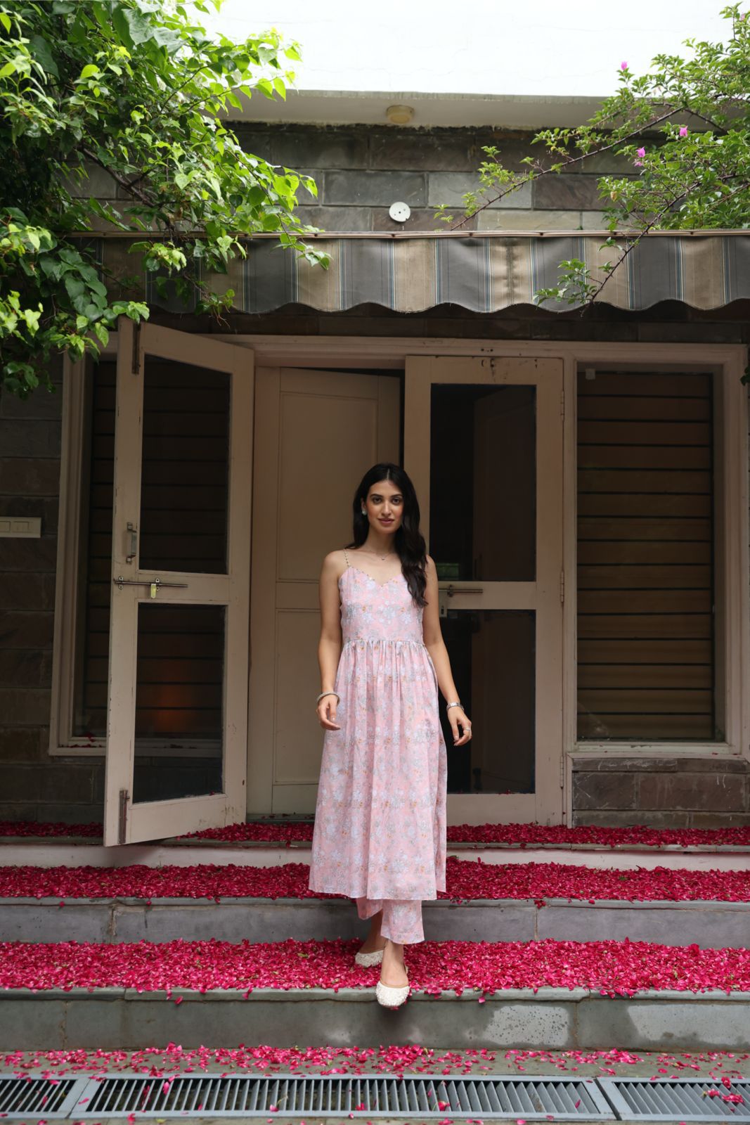 Shubh Peach Silver Suit