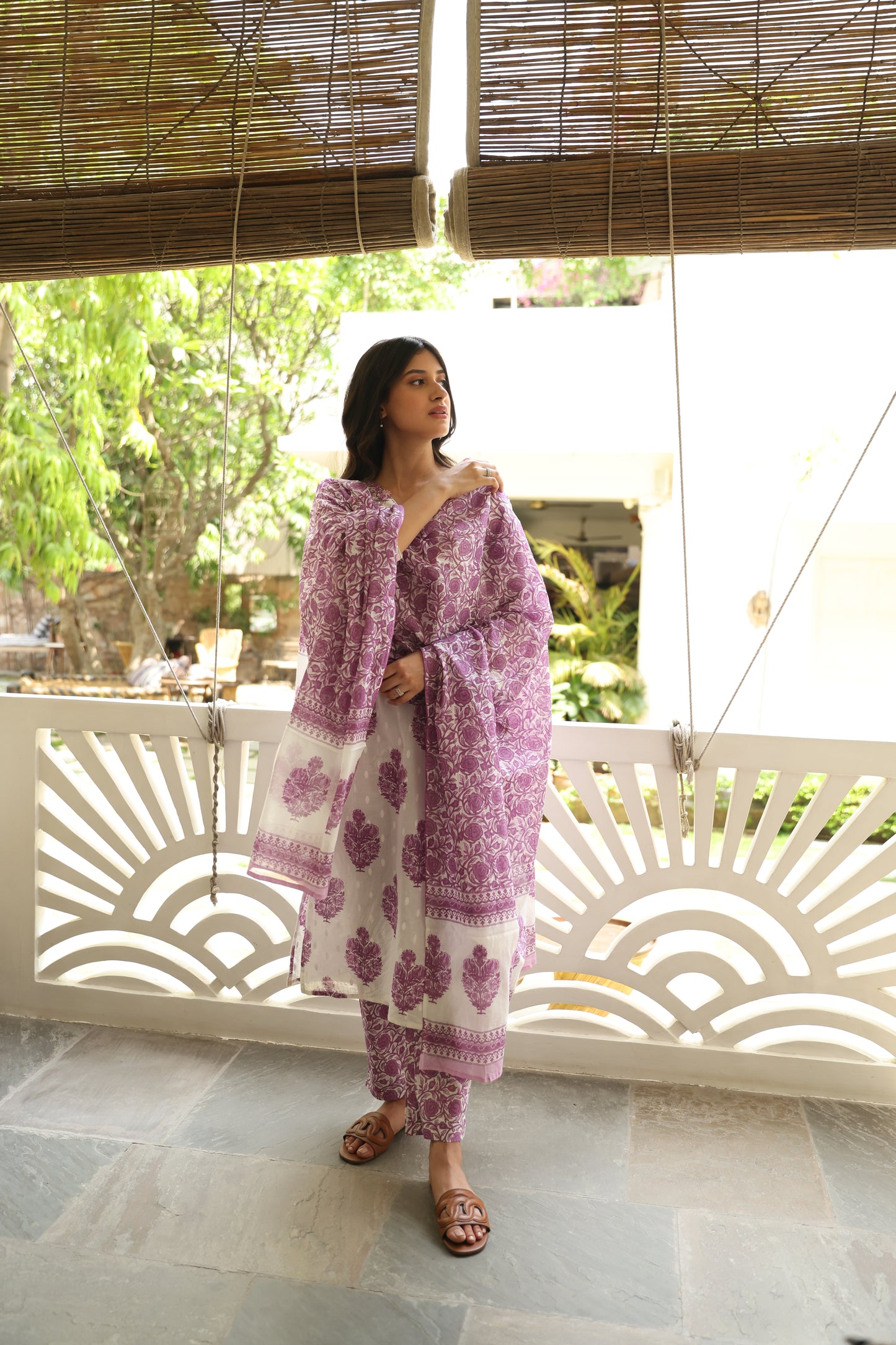 Purple Boota Textured Suit