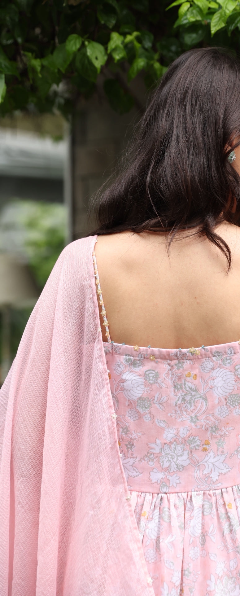 Shubh Peach Silver Suit