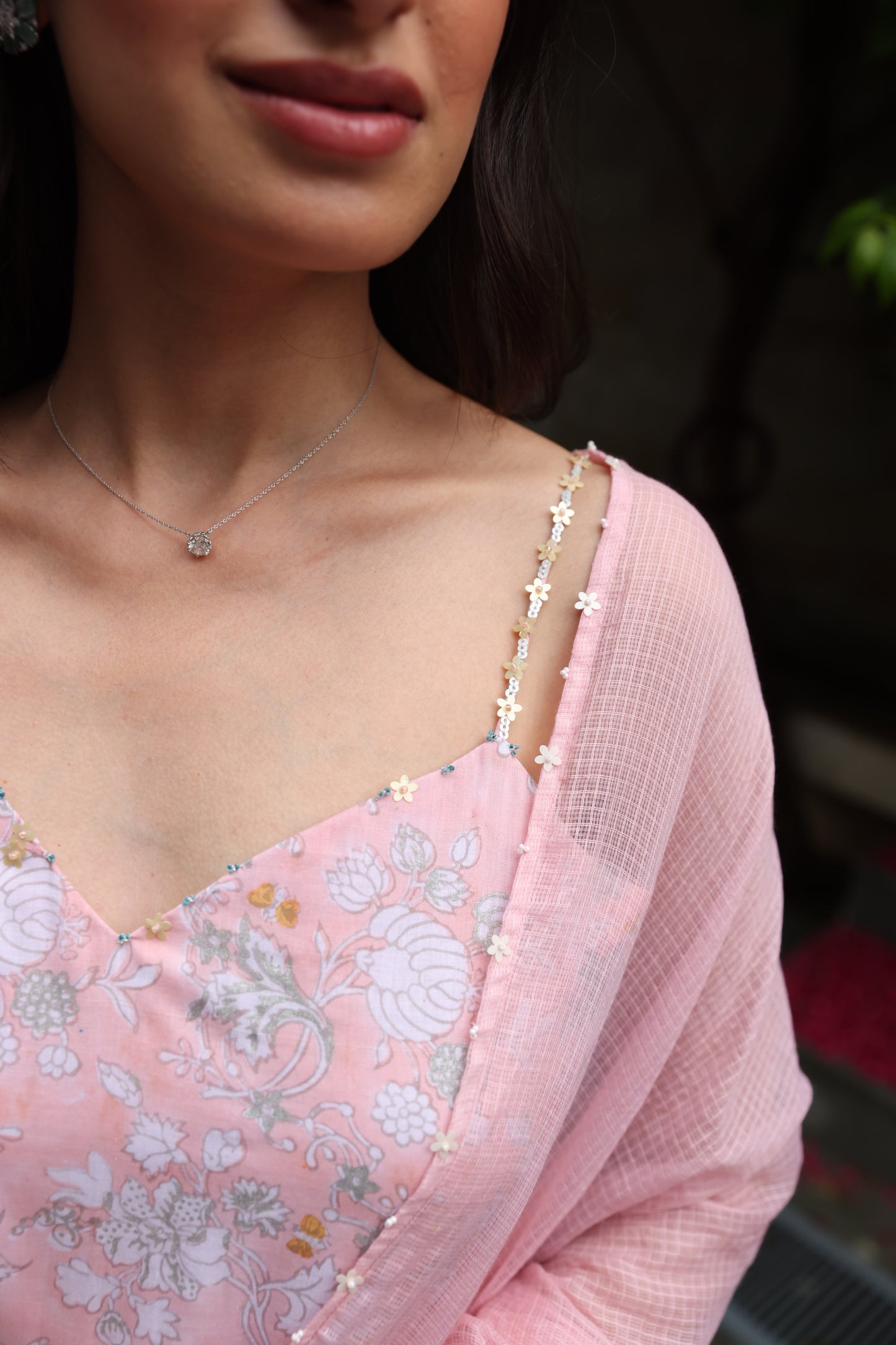 Shubh Peach Silver Suit